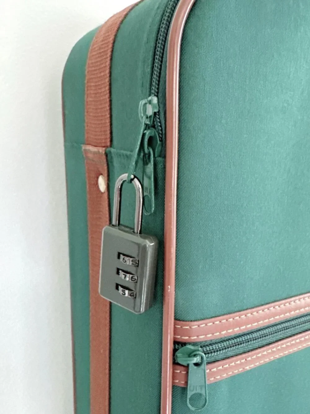 VINTAGE POLO RALPH LAUREN SUITCASE HUNTER GREEN CANVAS DESIGN BROWN LEATHER TRIM